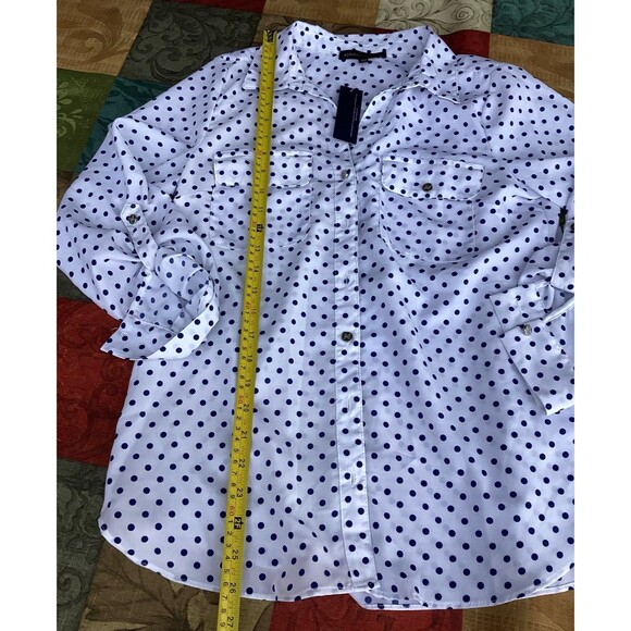 Adrienne Vittadini Polka Dot Women's Button Up Blouse Size Large New with Tags - Picture 5 of 10